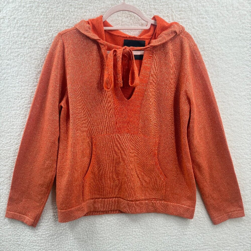 Le Superbe cashmere wool blend knit peace embelleshed Orange Hooded Sweater